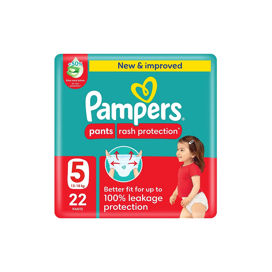 Pampers Rash Protection Pants Size 5, 22pcs (12–18kg) - 10535