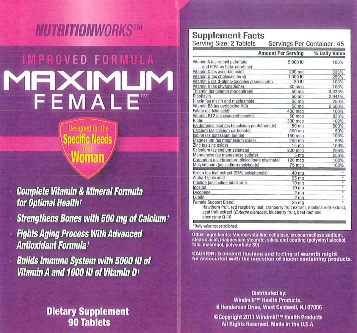 Maximum Female Multivitamins Tablets 90s