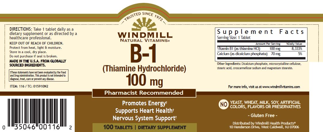 Windmill B1 Vitamin 100mg Tablets 100s
