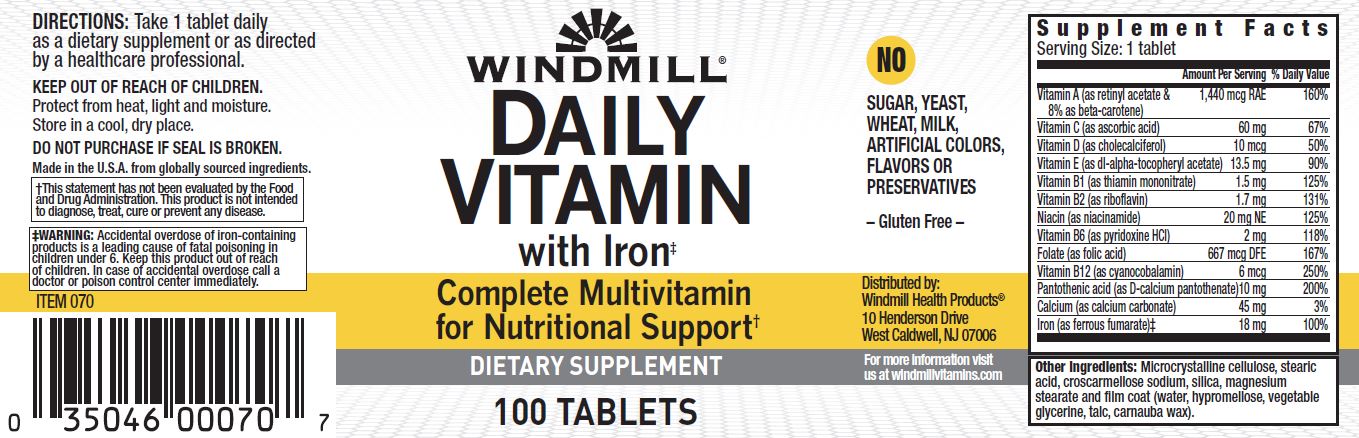 Windmill Daily Vitamin With Iron Tablets 100s