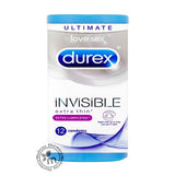 Durex Condom Invisible Extra Lubricated 12s