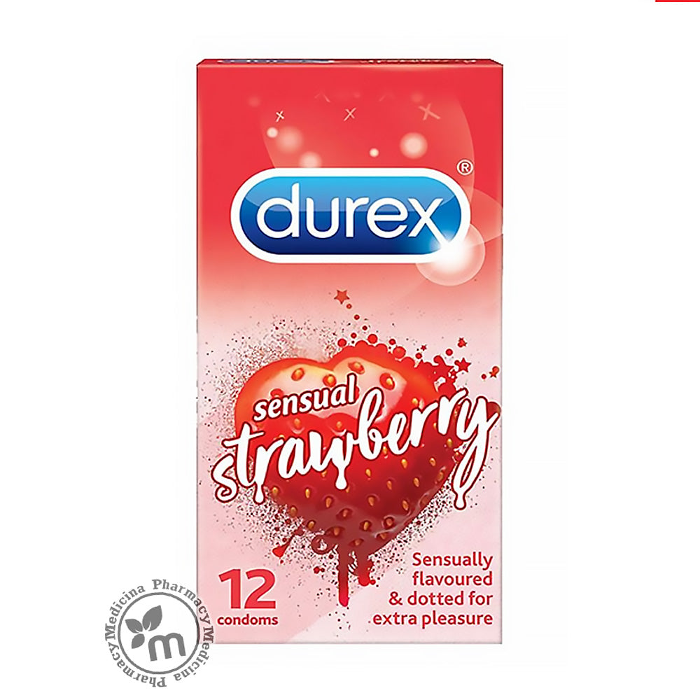 Durex Sensual Strawberry Dotted 12s