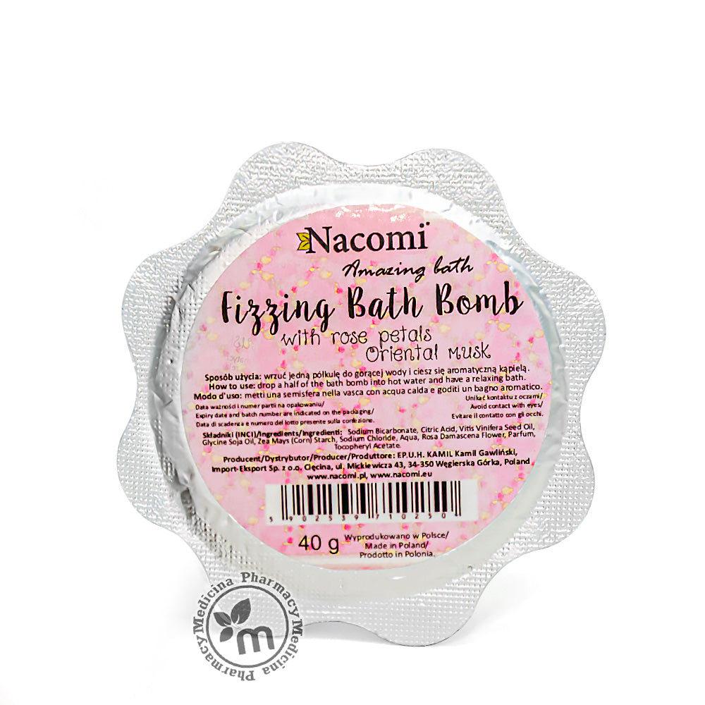 Nacomi Fizzing Bath Bomb With Rose Petals 40g
