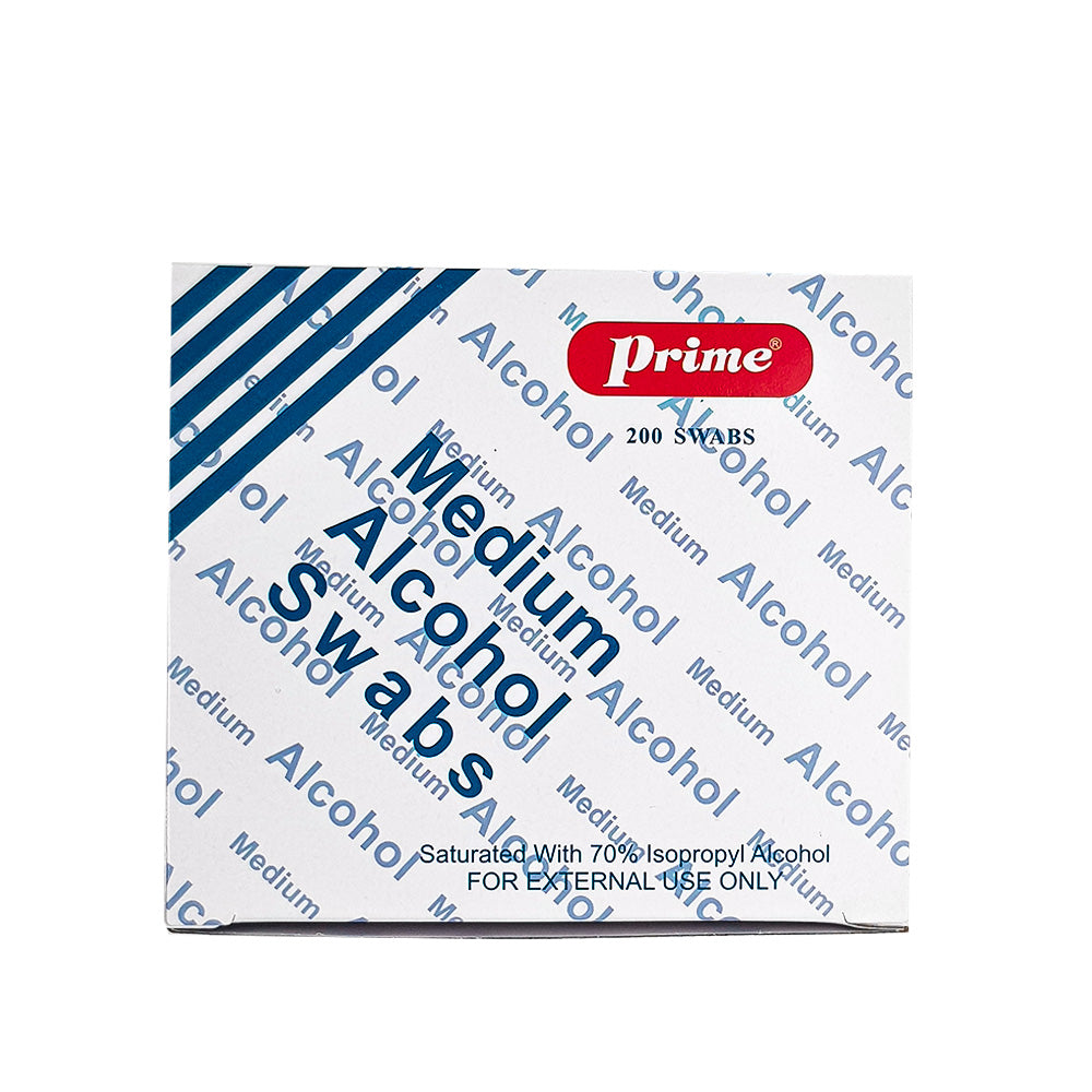 Prime Alcohol Swabs 200 Pcs Value Pack - Individually Wrapped Sterile Prep Pads for Skin Cleansing Before Injections & Blood Sugar Testing, Bulk Antiseptic Wipes for Home, Clinic & First Aid